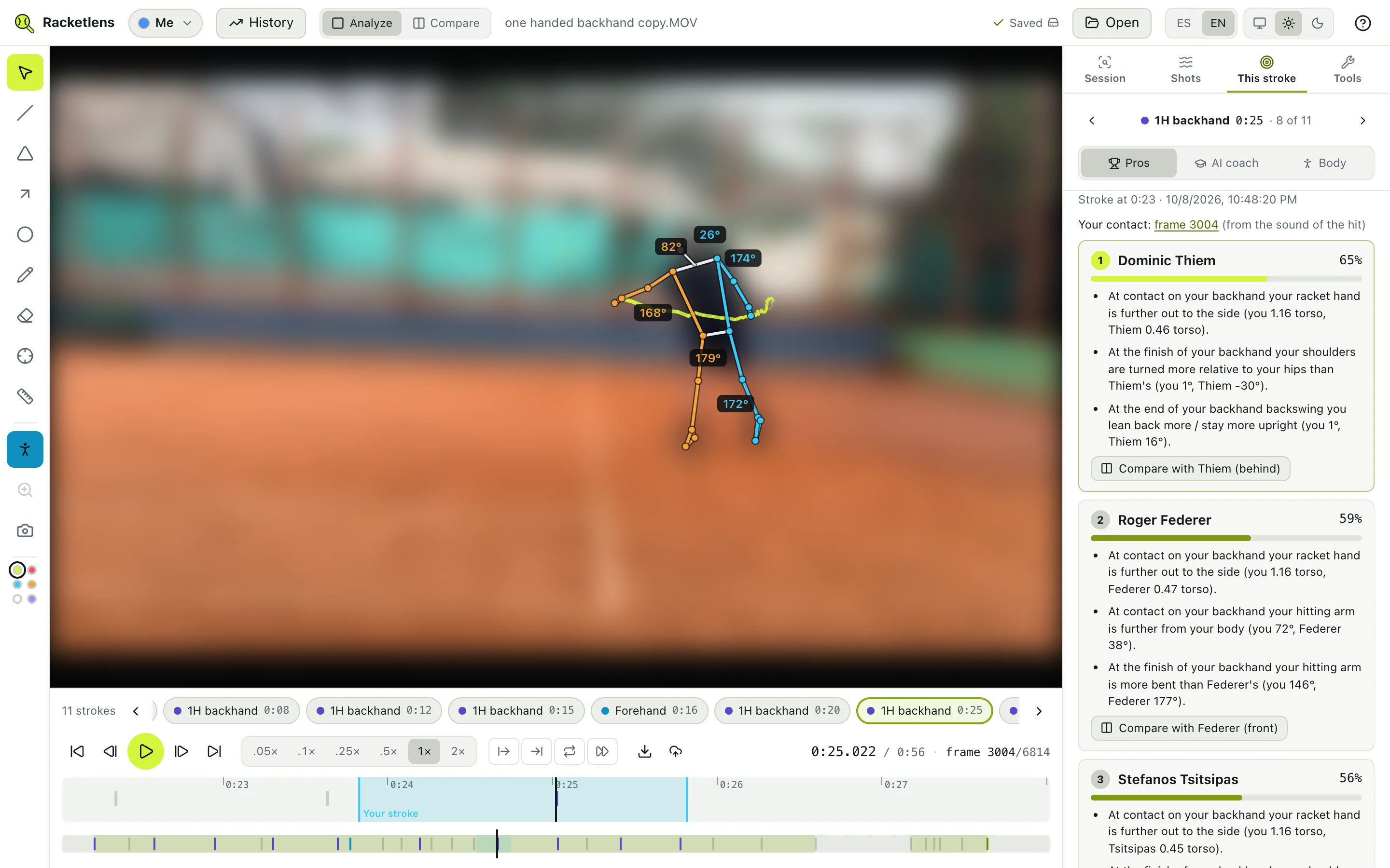 The Pros tab: your closest pros and your recommended model.